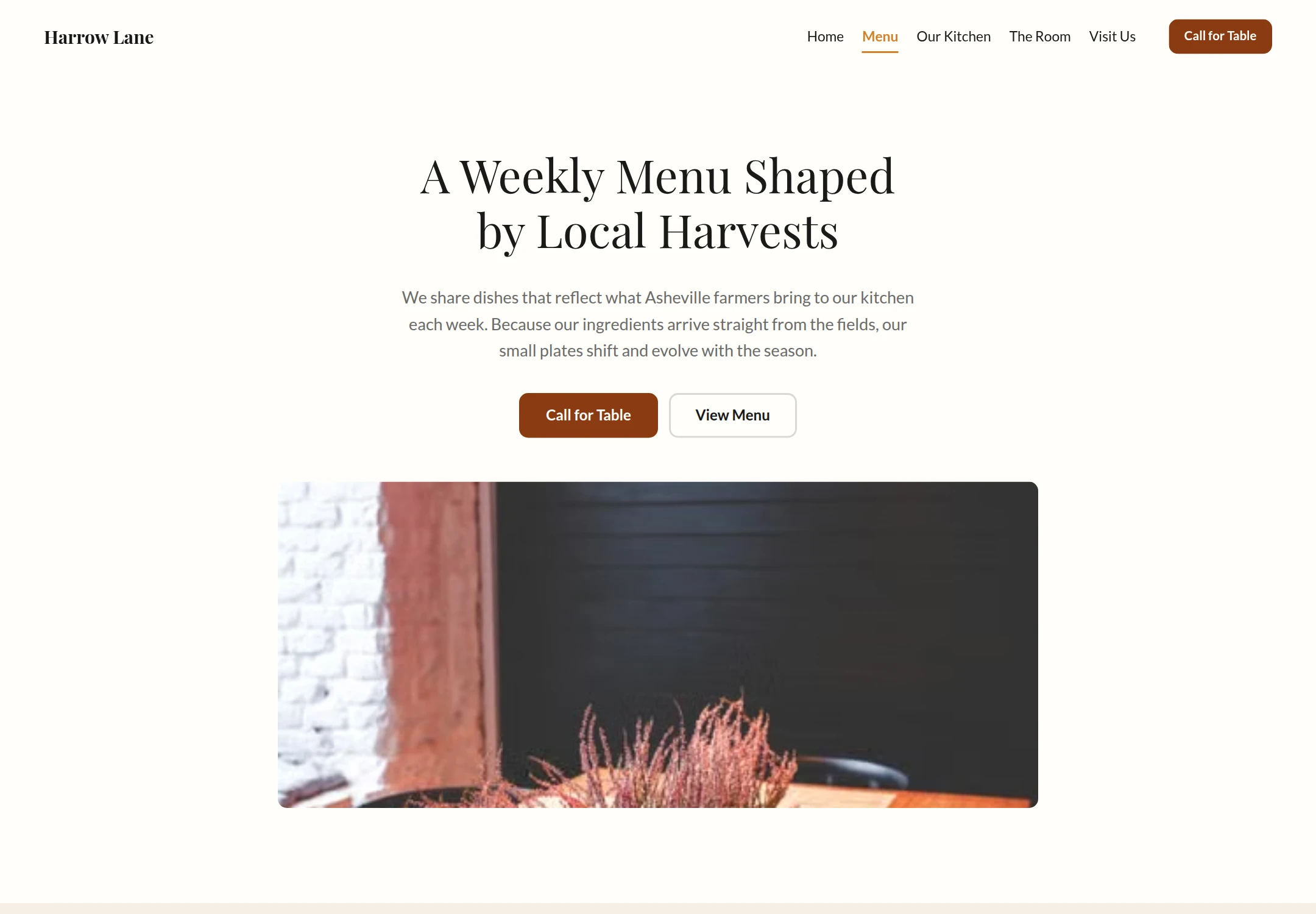 A second generated page of the Harrow Lane website on desktop